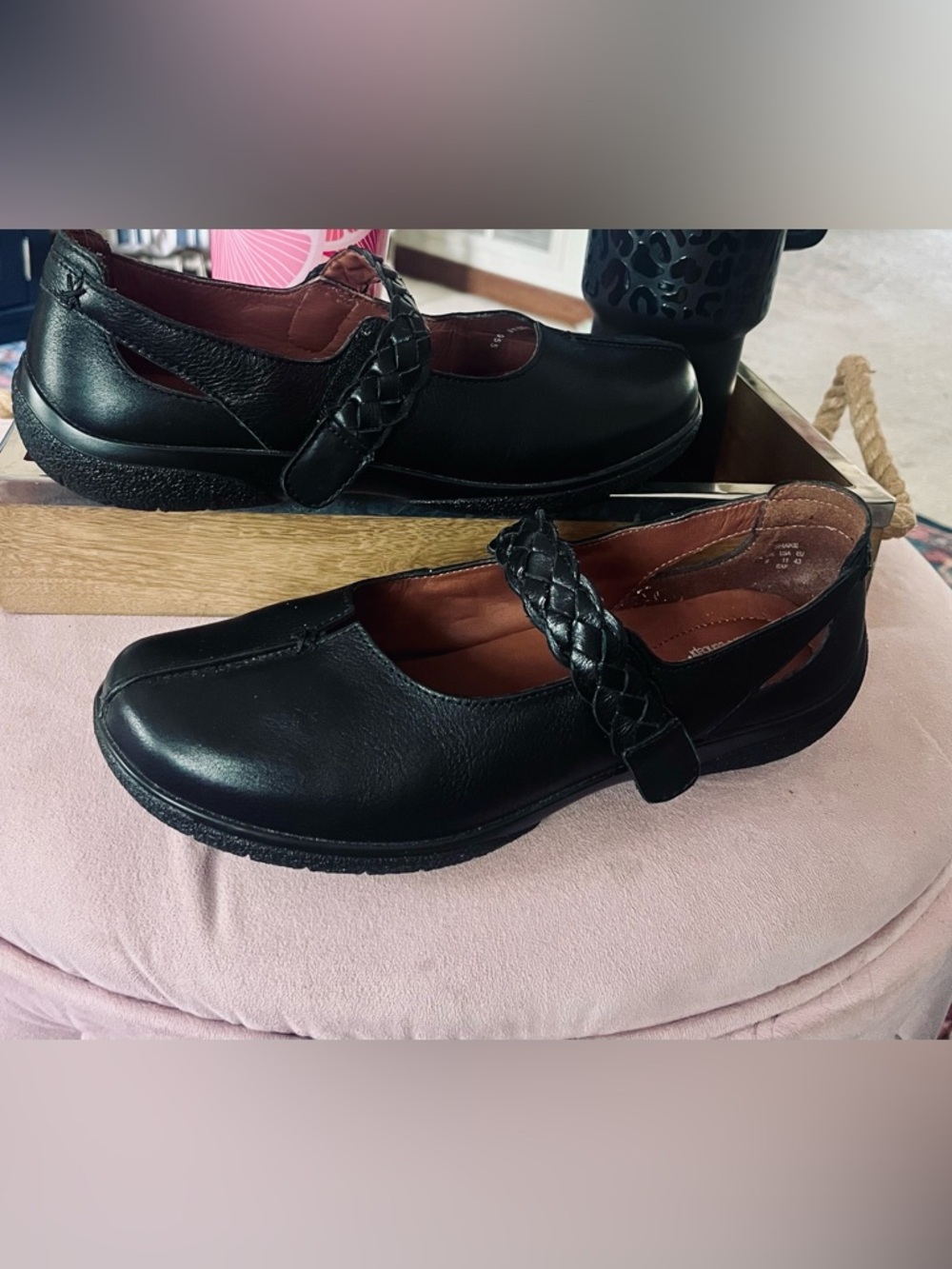 hotter Women's Braided Mary Jane Flats - black leather - Picture 3 of 7